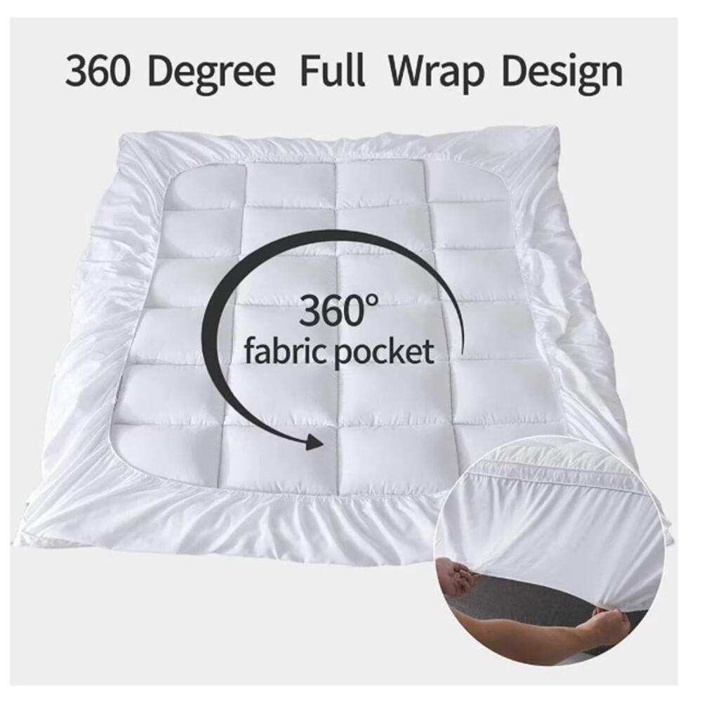 Sleep Mantra Cooling Mattress Topper, Twin, Pure White, Cotton Fabric - Picture 2 of 5